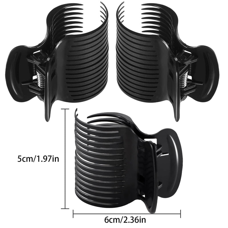 Hot Roller Clips Hair Curler Claw Replacement for Women Girls Hair Section Styling (12 Pieces, Black) | Fits Small Medium Large Jumbo Hair Rollers, Secure Hold for Sectioning, Durable Plastic, Prevents Slipping During Styling