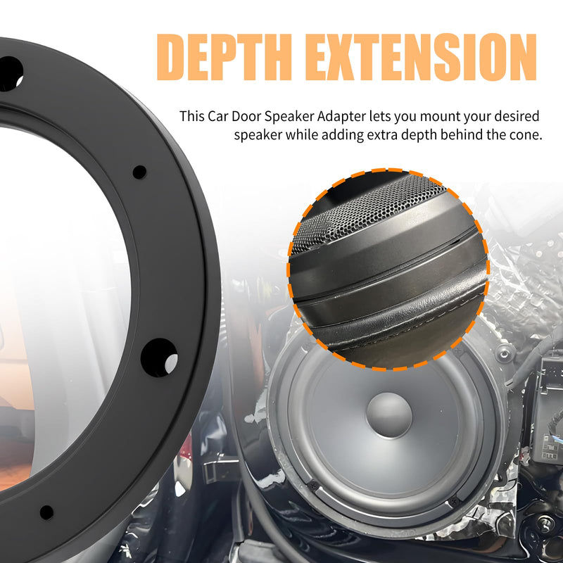 4PCS 4" Speaker Adapter Ring Spacer with 16 Mounting Screws | No-Cutting Car Door Speaker Adapter with Depth Extension,Universal Speaker Spacer for Car,SUV,Truck