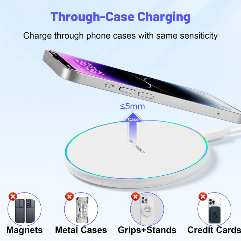 15W Fast Wireless Charger Pad,Wireless Phone Charging Station Compatible with iPhone 14/15/13/12/11/SE/X/AirPods,Fast Charge for Samsung Galaxy S23/S22/S21/S20/Note 20/Buds/Buds +,Pixel,LG G8/7