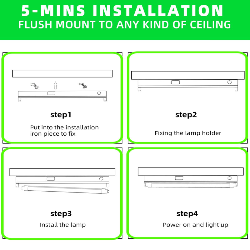 WYZM 2PCS F15T8 LED Tube Light,120V,7W,18" Length,5000K Daylight White,Rotatable End Caps,Frosted Cover,18 Inch Tube Light, F15T8 LED Replacement for Bulb. 2 pack-120V