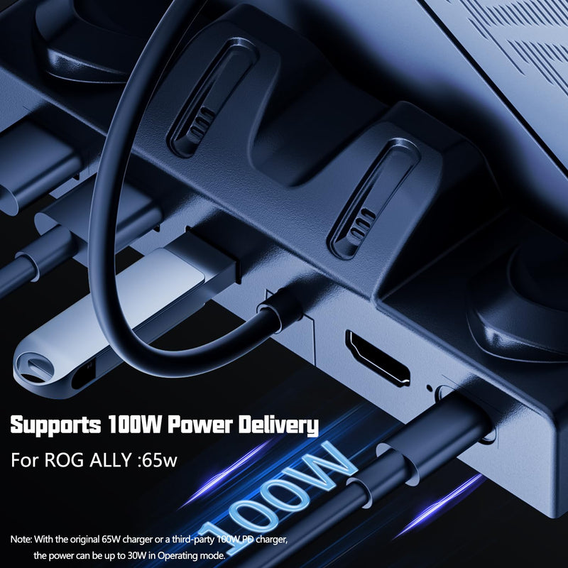 Docking Station for ROG Ally/Steam Deck/Lenovo Legion Go,6-in-1 Dock with HDMI 2.0 4K@60Hz Gigabit Ethernet 3 USB-A and USB-C 3.0 Charging Compatible with ROG Ally/Steam Deck/Lenovo Legion Go