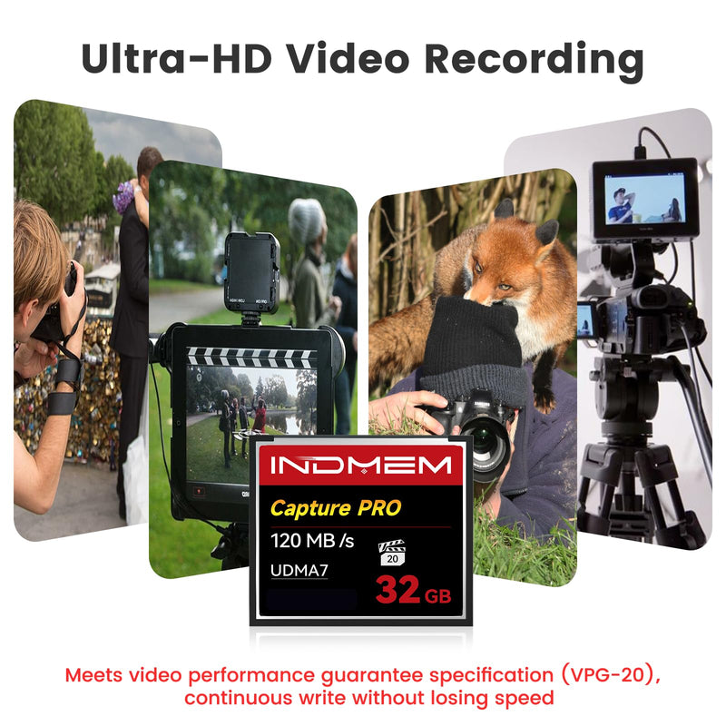 CF Card 32GB Memory Card High Speed UDMA Camera Cards (Black-32GB) | Designed for Photographers & Videographers Black-32GB