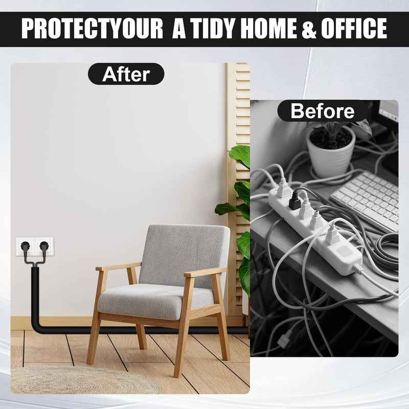 Wall Cord Hider,Flexible Self-Adhesive Wire Cover,Black,Large -118inch | Flexible Self-Adhesive, Wire Cover, With Tools,Side-Open Cable Raceway, For Mounted TV, Home Theater & Office Black Large -118inch