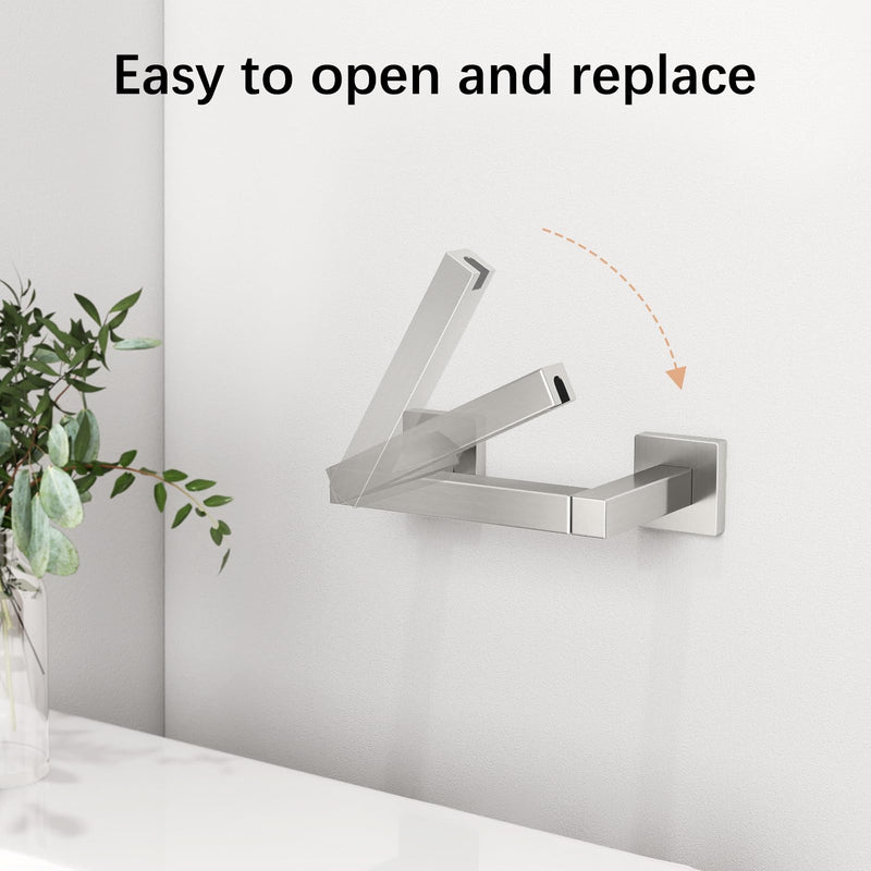 FEILERN Toilet Paper Holder Wall Mounted Post Pivoting Square Tissue Holders Roll Holder Hangers for Bathroom Commercial Toilet Paper Dispenser, Brushed Nickel 1 Pack