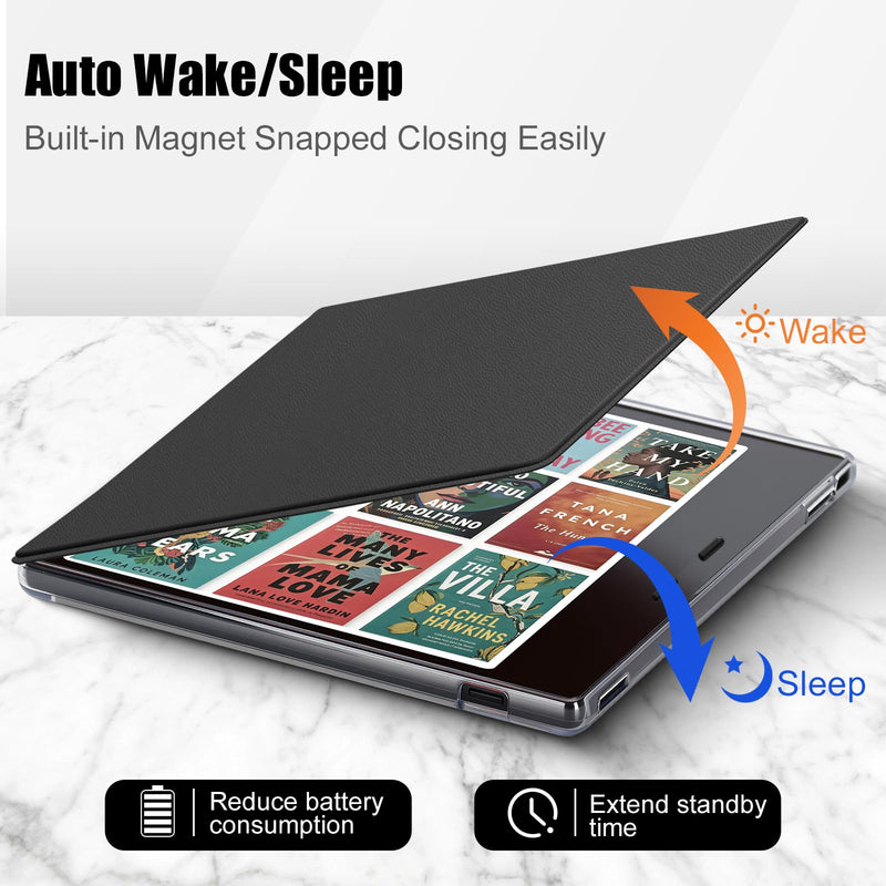 Case for Onyx Boox Go Color 7 (Gen I/II, 2024/2025) / Boox Go 7 B/W (2025), boox go 7 Case with Detachable Magnetic Closure Auto Sleep/Wake, Slim Shockproof Clear TPU Back Cover (Black) Black-2