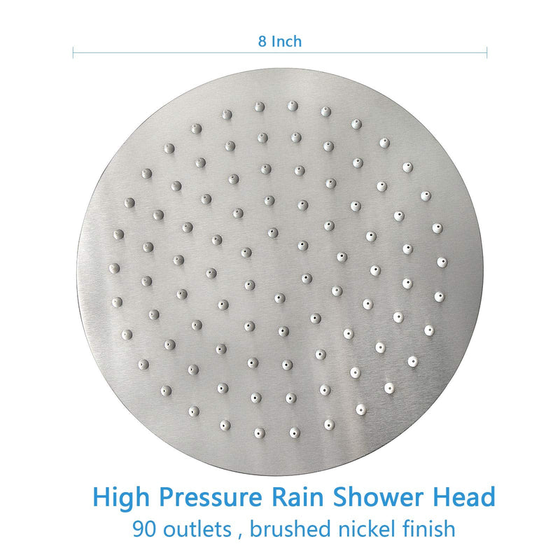 NearMoon Rain Shower Head, Ultra-Thin Design-Pressure Boosting, Awesome Some Experience, High Flow Stainless Steel Rainfall Head (8 Inch,Brushed Nickel) 8 Inch Brushed Nickel