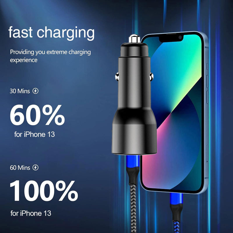 4 Pack Black Single USB-A Car Charger, Mini Car Cigarette Lighter Charger, No Charging Cables Included