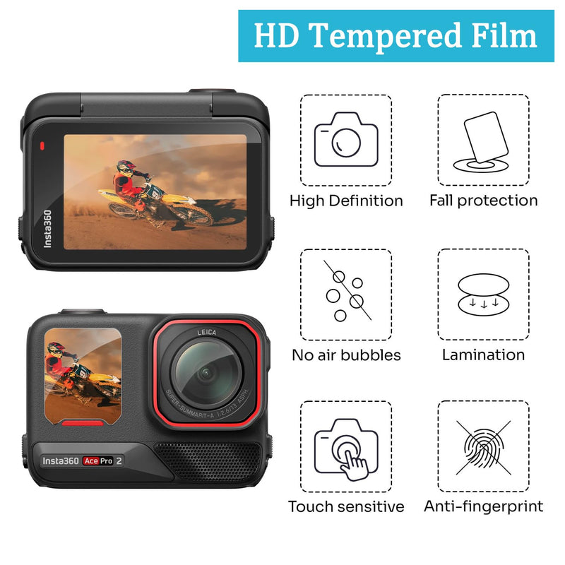 4 pcs Lens Screen Protector made for Insta360 Ace Pro 2 | [Camera Tempered Glass], [Alignment Kit Eazy installation], 9H Hardness, Anti-Scrach, Anti-Bubble, Easy Install