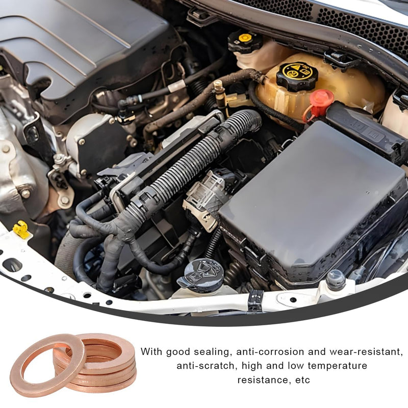 10 PCS Oil Drain Plug Gasket, 14mm Copper Oil Drain Plug Washer Gaskets, Drain Plug Gasket Crush Washer Seals Compatible with OEM 007603-014106, Automotive Replacement 10 PCS