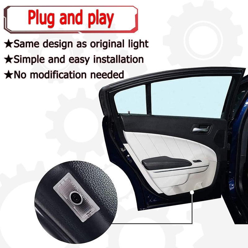 Never Fade Car LED Door Logo Compatible with 300 300C 300S 2005-2022 Projector Ghost Shadow Light, for 300 Accessories Door Light Logo LED Laser Car Courtesy Step Light HD (All White) All White