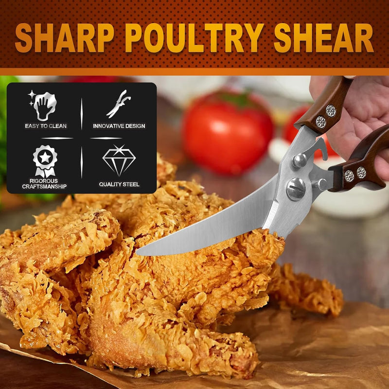 Kitchen Scissors, Poultry Shears Heavy Duty, Heavy Duty Kitchen Shears, Stainless Steel Poultry Scissors for Turkey, Chicken, Thanksgiving, Christmas Day Bronze01