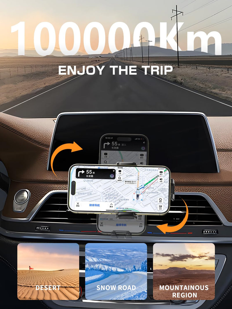 Topmake Car Phone Holder Mount,【2025 Upgrade】 3-in-1 Cell Phone Holder for Car, Dashboard Windshield, Suction Cup Hands-Free Car Phone Stand, Automobile Cradles Universal,Black Black