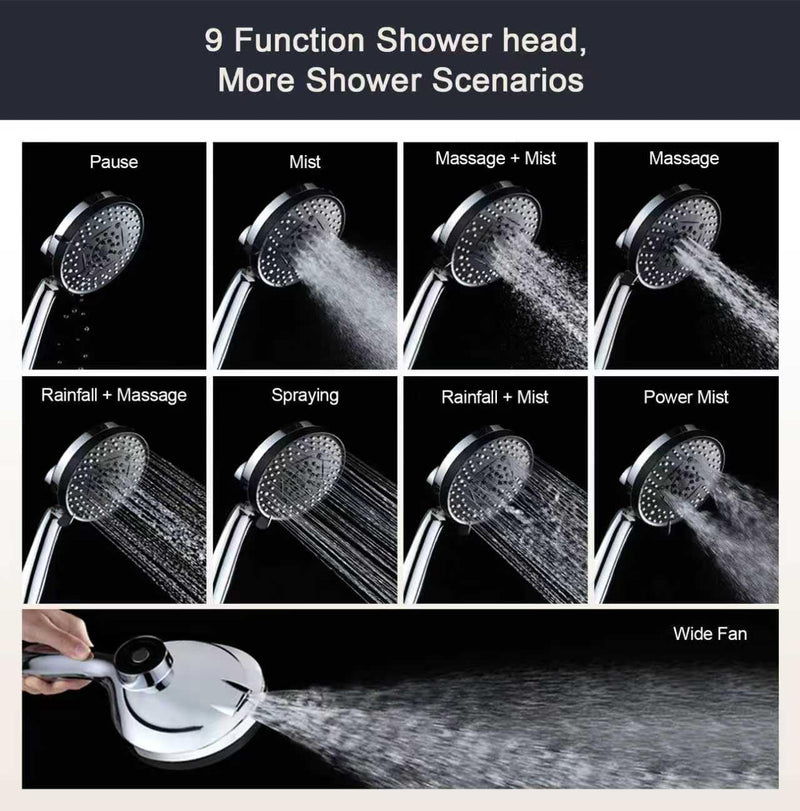 Magnetic Shower Head with Handheld:High Pressure10-setting Handheld Shower Head,Magnetic Bracket,59 Inches Stainless Steel Shower Hose. (Basic Model, Chorme) Basic Model Chrome