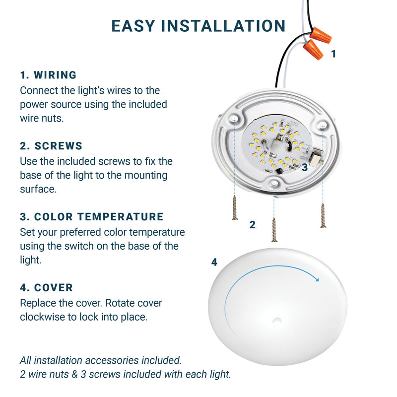 PARMIDA (6 Pack) LED RV Dome Ceiling Lights 5CCT, On/Off Switch, Dimmable, Surface Mount Interior Puck Light, Slim Motorhome, Trailer, Camper Lighting, 5W, 27/3/35/4/5/6K, Damp Location, 4.5 Inch