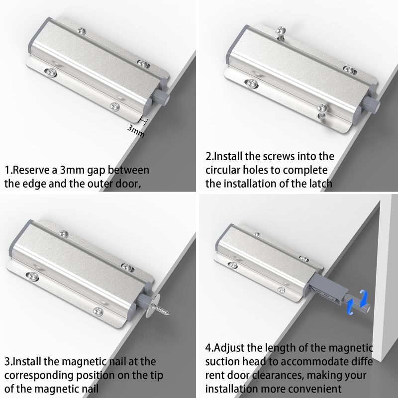 Push to Open Door Latch,Cabinet Door 6 Pack Magnetic Cabinet Push Open Latch,Heavy Duty Closure Touch Latch Hardware for Magnetic Touch Latches for Cabinet Drawer Wardrobe Kitchen Door ﻿ silvery