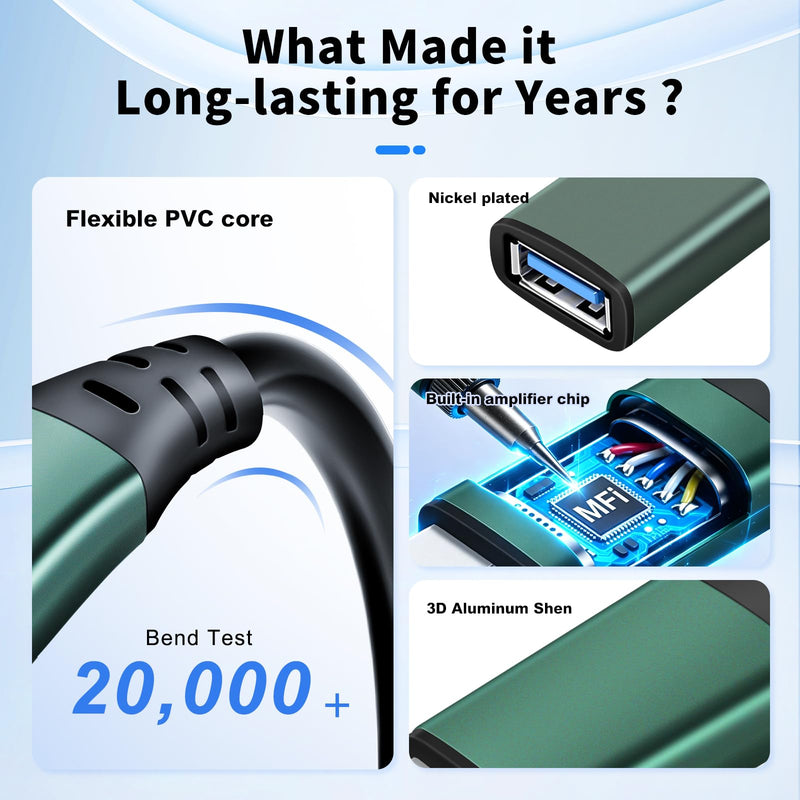 Kumiho 30FT USB 3.0 Extension Cable with Extension Chipsets Signal Booster Active Type A Male to A Female for PlayStation, Xbox, Keyboard, Mouse, USB Flash Drive, Printer, Camera and More