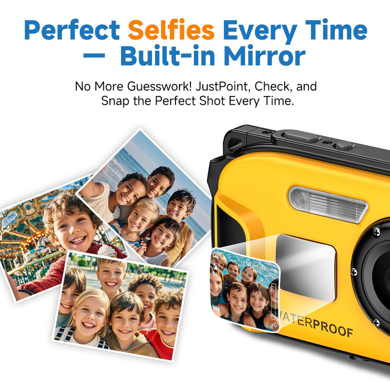 Underwater Floating Digital Camera – 48MP HD Bare-Body Waterproof Camera, No Case Needed for Underwater Fun & Childhood Memories (Orange) Orange