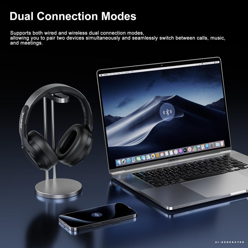 Wireless Noise Cancelling Headphones, 120H Playtime, Over Ear Headphones | 45dB Hybrid active passive noise cancelling headphones, Bluetooth 6.0, balanced sound, soft ear cups, 120H travel office