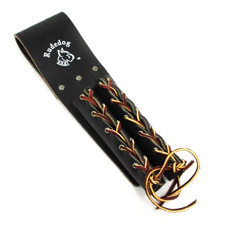 Lace-Up Double Bullpin Holder - Premium Black Leather- Rudedog USA #3011