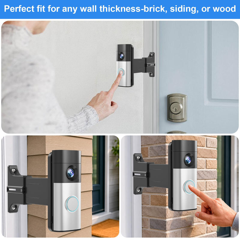 Adjustable 2" to 4.7" Doorbell Extender Mount for Ring Newest 2026 Battery Doorbell/Plus/Pro & Wired Doorbell/Pro/Plus, Doorbell Angle Mount, Brick Wall Mounting Bracket Holder for Wider View