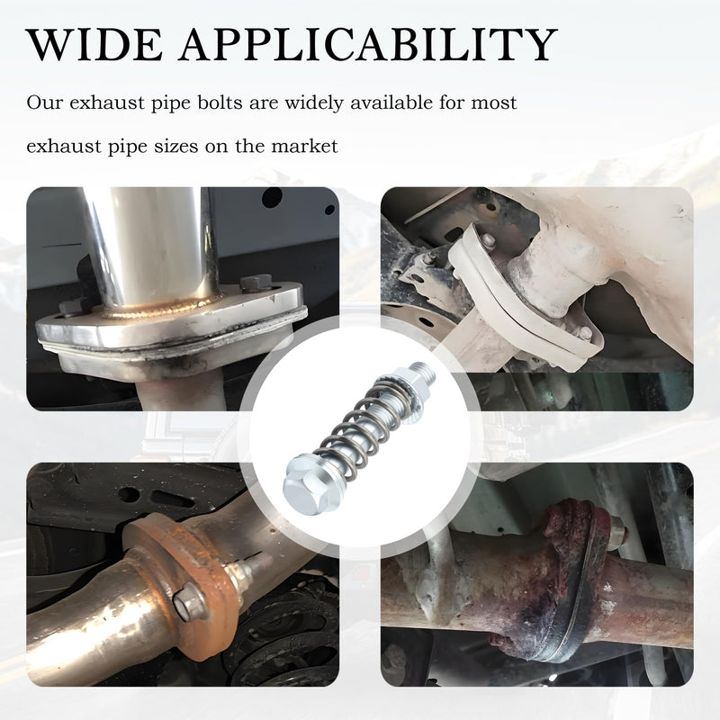 2PCS Car Exhaust Manifold Bolts,Steel M10x1.5 mm Exhaust Bolts and Nuts Kit with Springs for Exhaust Gasket,Professional Exhaust Flange Bolts Car Accessories for Most Cars