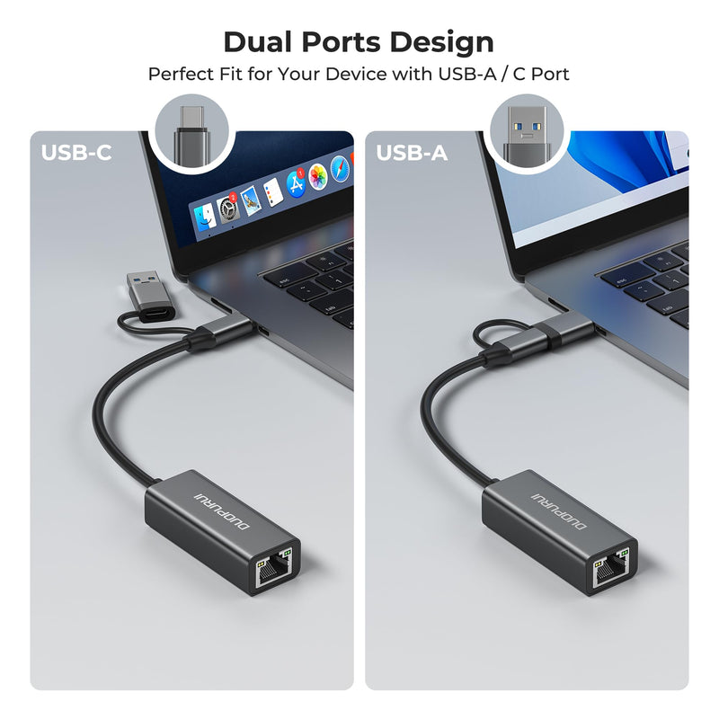 USB to Ethernet Adapter,USB C to RJ45 1 Gigabit LAN Network Adapter,Aluminum Case,Ethernet Adapter for Laptop,MacBook Pro/Air,Surface Pro,iPad,XPS,Windows 11/10/8/7,MAC OS