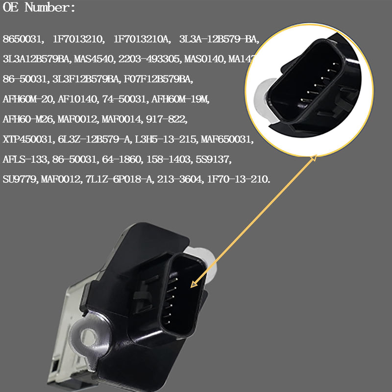 Mass Air Flow Sensor 3L3A-12B579-BA AFLS131 Compatible with Ford F150 F250 E150 E250 E350 Crown Victoria 2004-2011; Lincoln Navigator 2005-2011; Mercury Milan 2006-2011