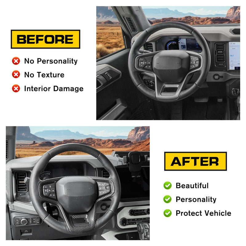 Steering Wheel Trim Cover for Ford Bronco 2021-2025, Steering Wheel Panel Trim 2022 2023 2024 Interior Accessories (Not fit Bronco Sport)