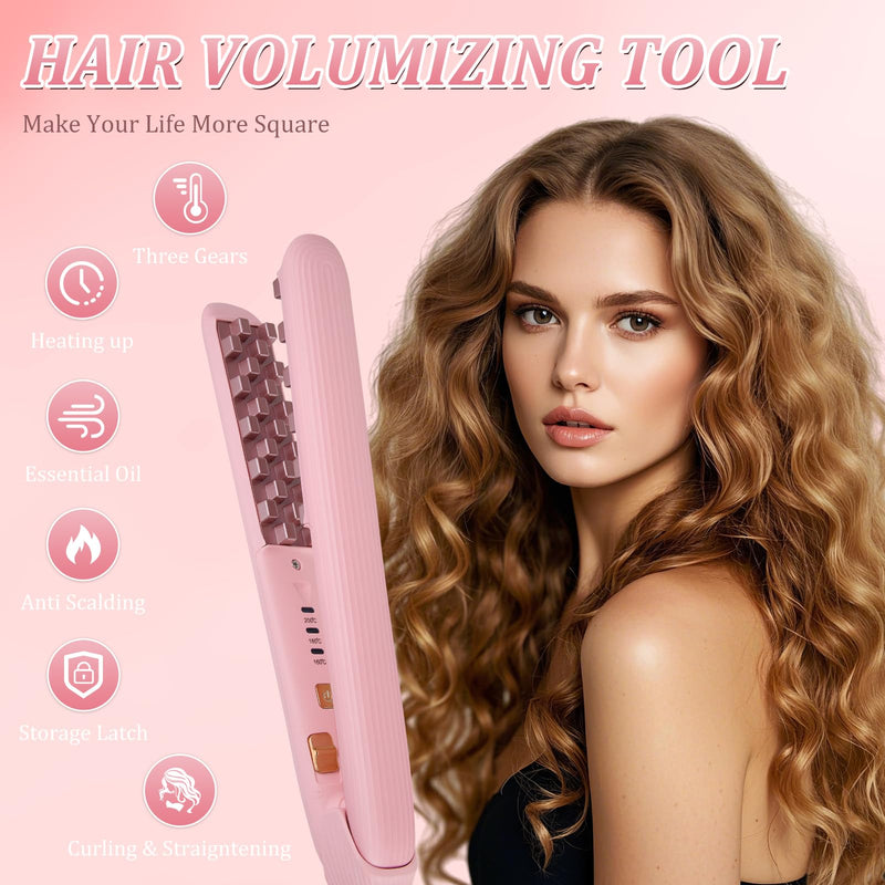 Hair Crimper for Women, Crimping Iron Hair Crimper with 3 Gear, Auto Shut Off & Negative Ion for Long-Lasting Root Volume Fluffy Hairstyle