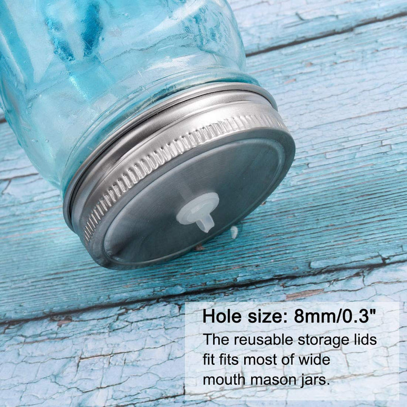 uxcell 4pcs Stainless Steel Wide Mouth Mason Jars Lids with Straw Hole Canning Lids for Drinking & Food Storage