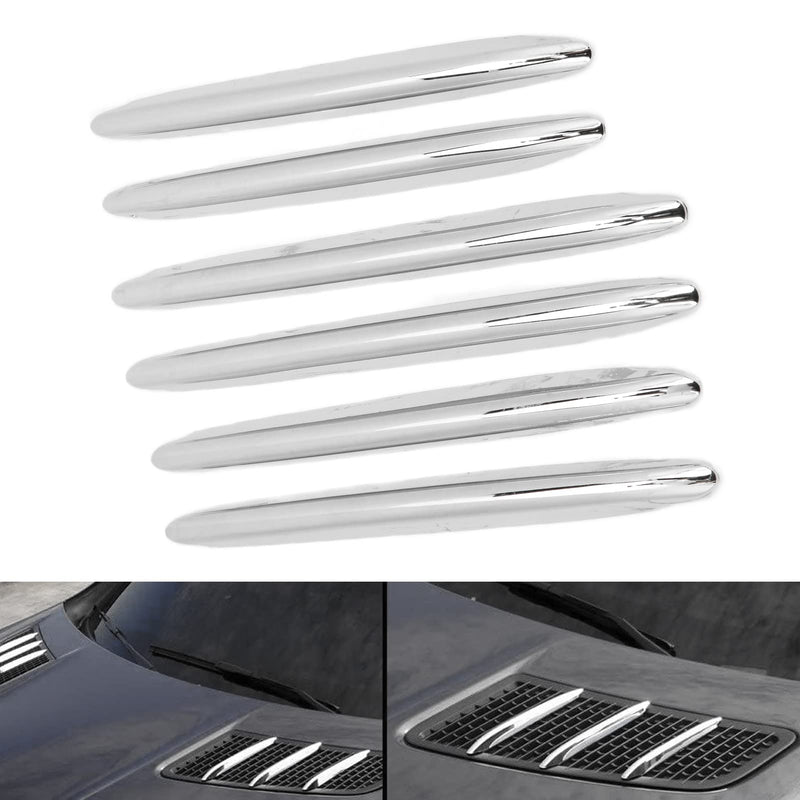 Fydun 6Pcs Car Engine Hood Vent Grille Cover Trim Chrome Car Accessories for Benz R172 SLK 2011‑2019