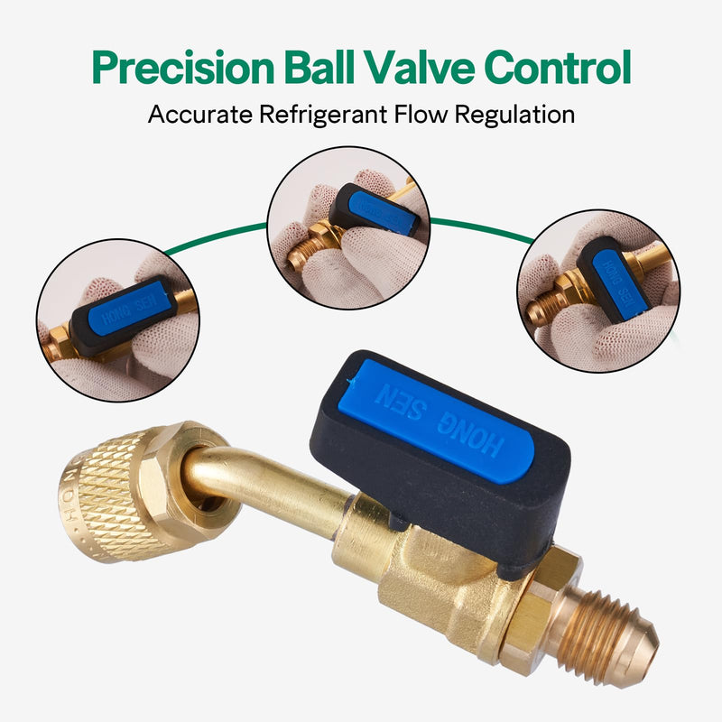 HONGSEN Low Loss Fittings HVAC Tools, Mini Split Air Conditioner Manifold, Refrigerant Charging Valve Compatible with R22 Refrigerant for Home AC