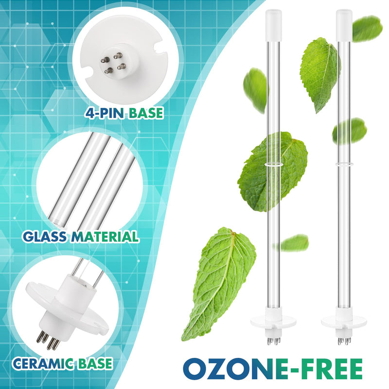 Qualirey 2 Pcs 14" UV Light Replacement Bulb 4 Pin Base 254NM 18W UV Lamp for AC HVAC