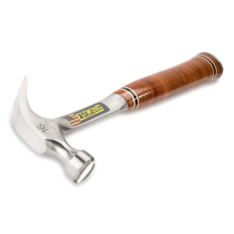 ESTWING Hammer - 16 oz USA Made Curved Claw Hammer with Smooth Face & Genuine Leather Grip - E16C 16 oz (Ounces)