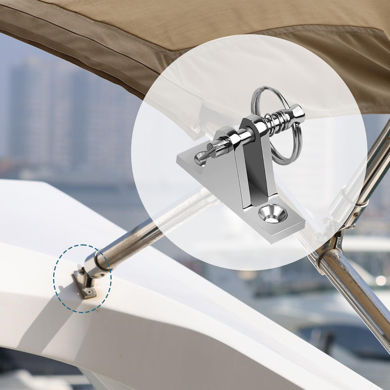 SHENGHUISS Bimini Top Deck Hinge with Quick Release pin 316 Stainless Steel Marine Bimini Top Fitting 90° Hardware with Installation Screws 4 Pack