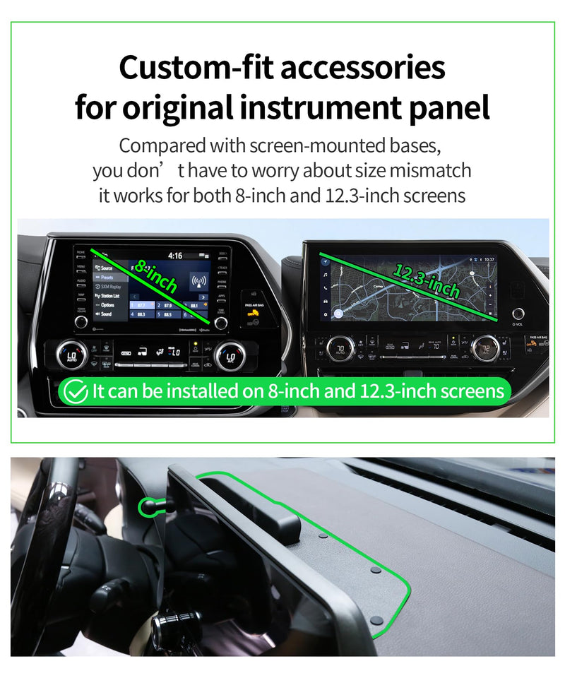 Car Phone Holder for Toyota Highlander 2020-2026 Magsafe Mount Accessories | 8/12.3" screen, Magnetic Cell Phone Mount Clip Compatible with iPhone, 3D fit Stable Dashboard Navigation Bracket Stand 8/12.3-inch for 20-26 Highlander
