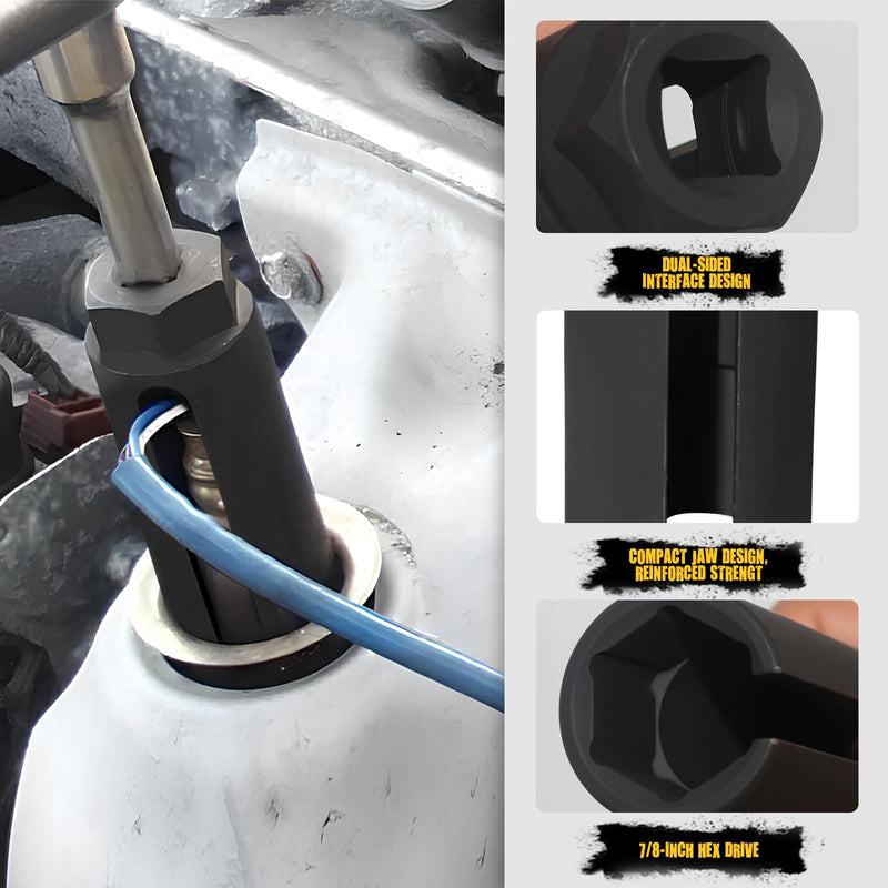 O2 Sensor Socket, 1/2 Inch Drive by 7/8 Inch Oxygen Sensor Socket, Automotive Oxygen Sensor Removal Tool with Side Wire Gate 1/2*7/8 1PCS