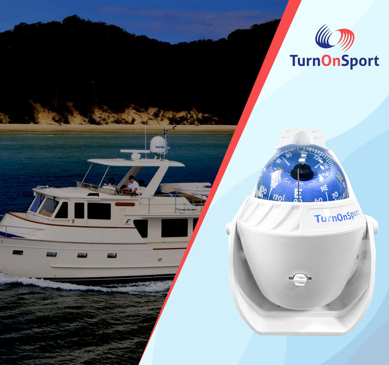 Boat Compass Dash Mount Flush - Boating Compass Dashboard Suction - Navigation Marine Compass Boats Surface Mount - Illuminated Dashboard Compass Ship - Electronic Sea Compass White