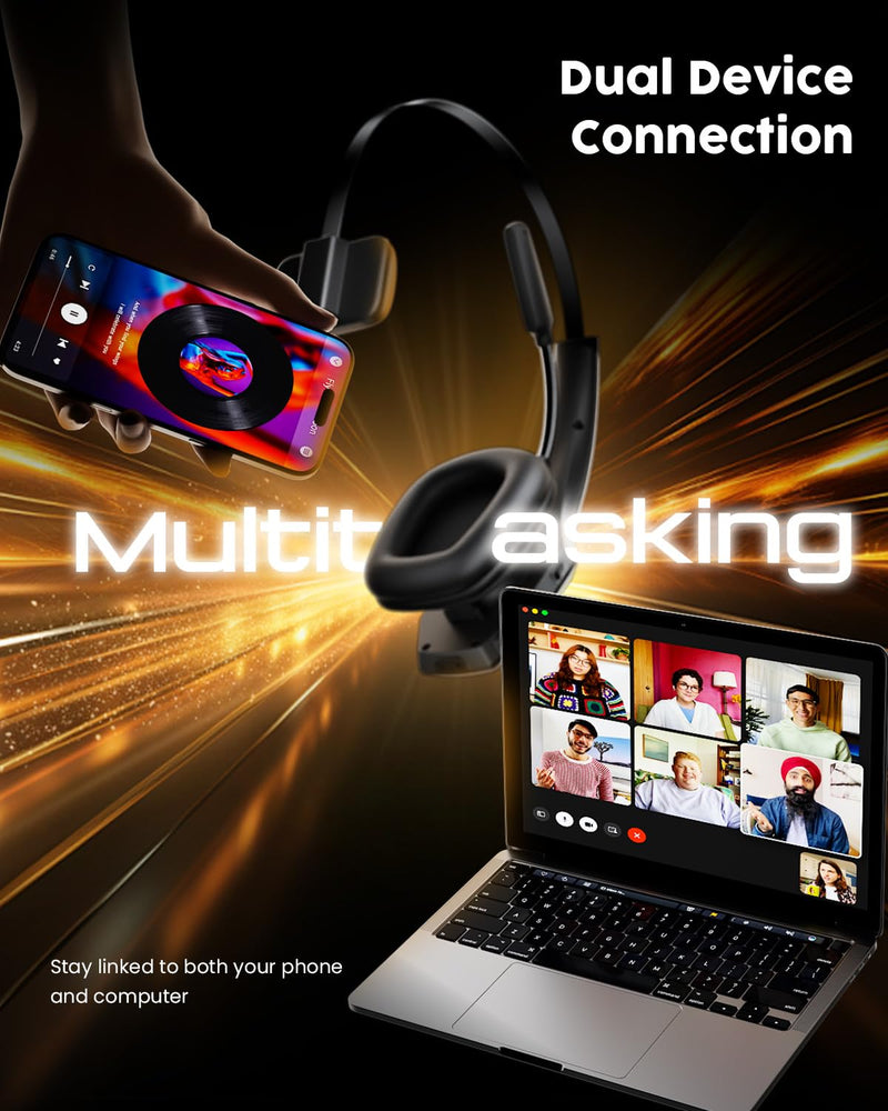 Trucker Bluetooth Headset with Noise Canceling Mic & Mute Button