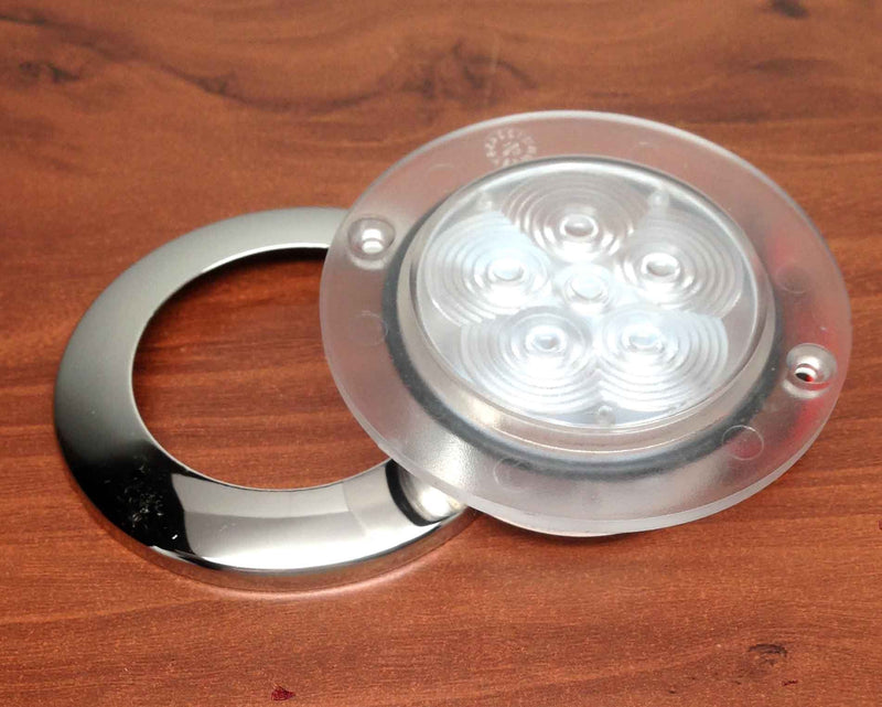 MARINE BOAT 6 LED WARM WHITE CEILING COURTESY LIGHT STAINLESS STEEL RIM FLUSH
