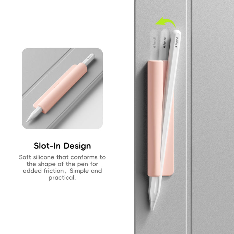ELETIUO Silicone Pencil Holder Sleeve,Compatible with Apple Pencil (USB-C),Apple Pencil 1st/ 2nd Generation,Strong Adhesive Sticky Attached to iPad Case for Stylus Pens and Most Pens,Pink Pink