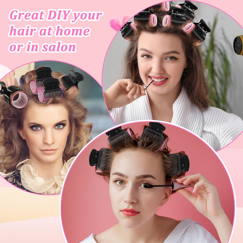 Curler Clips for Rollers,16Pcs Large Roller and Clip, Versatile Hair Roller Clips, Curler Rollers Replacement, Hair Section Styling Tool Set for Women Girls Effortless Curls Waves | Replacement Clip, Hair Section Styling Tool Set, for Women Girls, Effo...