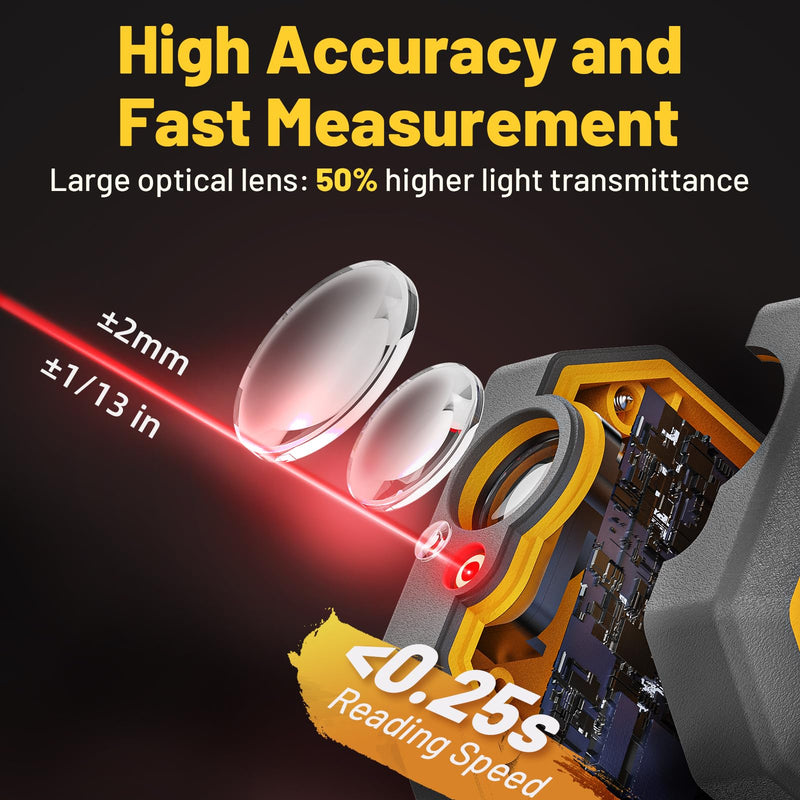 Laser Distance Meter, Digital Laser Measuring Tool with 4 Unit Switching, 1/16in Accuracy, Measuring Distance/Area/Volume/Pythagorean 229FT