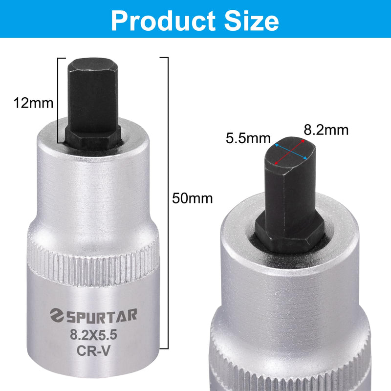 Spurtar Strut Spreader Tool 5.5 x 8.2 mm Suspension Strut Spreader Socket 1/2" Drive Shock Absorber Socket Fit for BMW, VW, Audi, Ford, Peugeot, Renault, Seat, Skoda Most Car Model 5.5x8.2mm