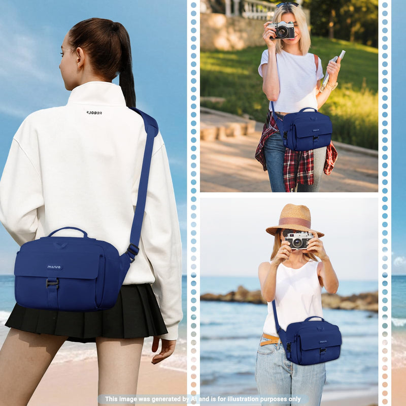 MOSISO Camera Shoulder Bag Camera Case Crossbody Sling Purse, Navy Blue | DSLR/SLR/Mirrorless Compact Padded Photography Handbag with Rain Cover Compatible with Canon/Nikon/Sony Cameras and Lenses