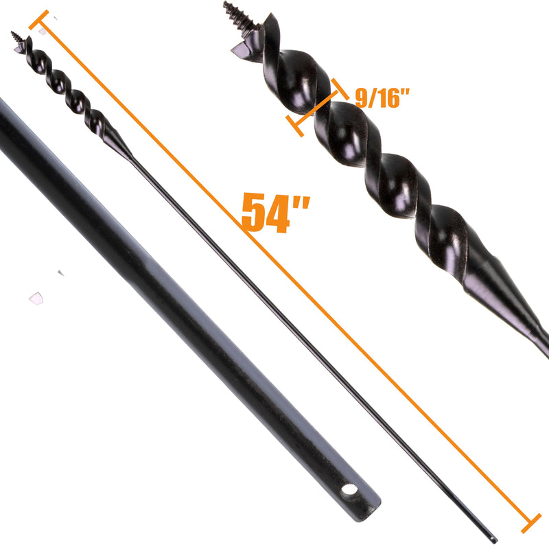 Flex Installer Drill Bit Fish Bit Self Screw Point for Pulling Line Through Tight Spaces 9/16 in. x (4.5 FT) 54 in. Extra Gift C 1454C