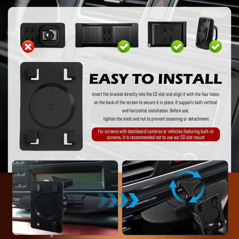 2026 Upgraded CD Slot Mount for Carplay Screen,360° Rotatable CD Mount for Carplay Screen GPS Display Bracket,Universal Carplays CDs Mounts for 7"-10.5" Display Auto Accessories
