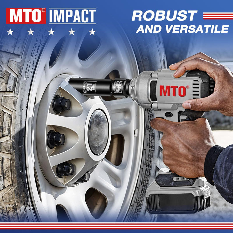 MTO 2-Piece 1/2" Female to 3/8" Male Impact Socket Adapter Set, 1/2" Drive Impact Driver Conversions for Impact Wrench, Chrome Molybdenum Alloy Steel
