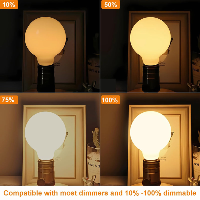 Vinaco Glass LED G25 Globe Light Bulbs 60W Equivalent, G25 Dimmable 2700K Warm White Round Frosted Vanity Light Bulb for Bathroom Mirror and Chandelier, 6 Pack Milky Frosted G 25 E26 Bulb with 450LM E26 Base（Pack of 6） 2700k Matt White Glass