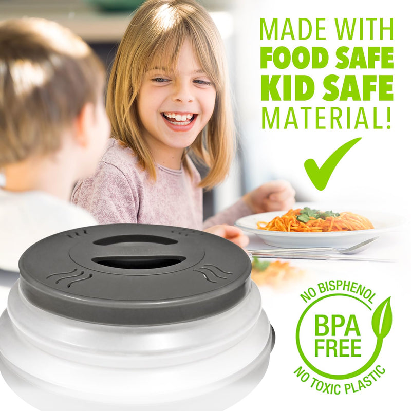 HOVER COVER Magnetic Microwave Splatter Cover with High Power, Strongest Magnetic Grip, Collapsible 12-Inch BPA-Free Food Lid, Vented Plate Guard, Dishwasher Safe, Space-Saving Storage - Black 1